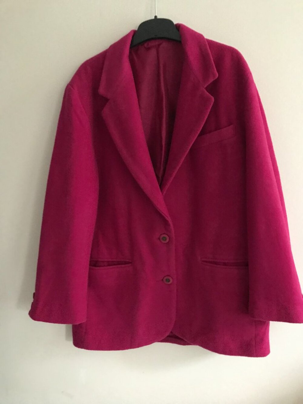 Women Red Wool Blazer by Danielhedchter Size 10, Button Front Long Sleeve lined